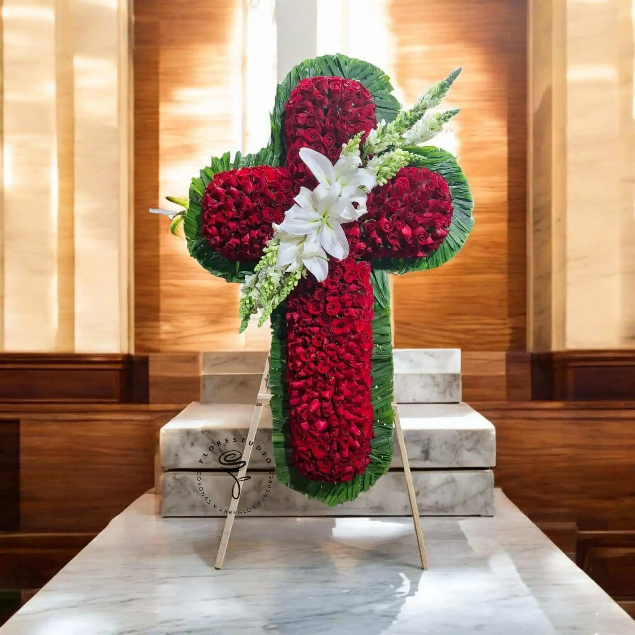 Cruz Fúnebre Homenaje Escarlata