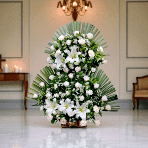 Pie de Caja “Presencia de Amor Eterno” – Homenaje con Casablanca y Rosas
