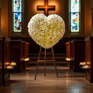 Corazón Fúnebre de 500 Rosas Blancas – Tributo Celestial