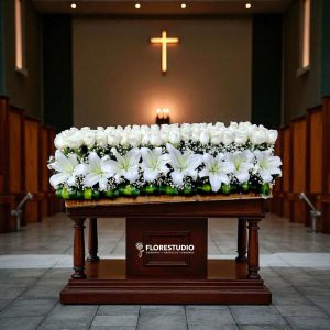Pie de Caja Fúnebre – Homenaje Celestial Blanco
