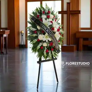 Corona Fúnebre Camino en Luz Carmesí