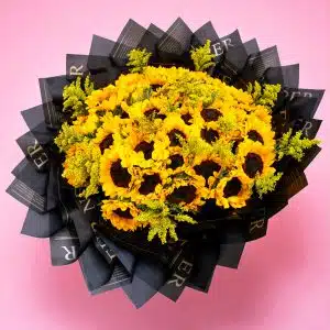 Ramo de Girasoles con Solidago – Brillo Dorado